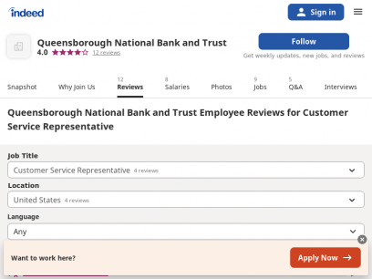 Working as a Customer Service Representative at Queensborough National Bank and Trust: Employee Reviews | Indeed.com