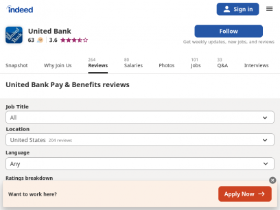 Working at United Bank: Employee Reviews about Pay &amp; Benefits | Indeed.com