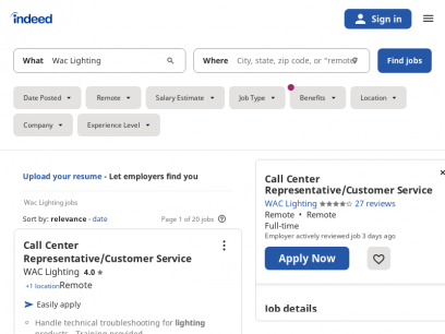 Wac Lighting Jobs, Employment | Indeed.com