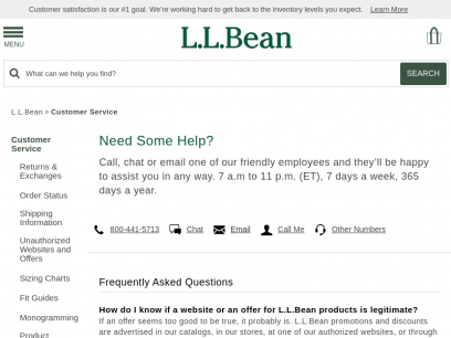L.L.Bean - Outstanding Customer Service