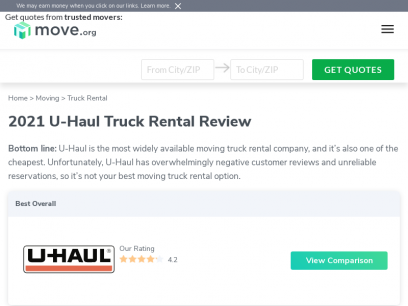 U-Haul Truck Rental 2021 Review: Pricing &amp; Services | Move.org