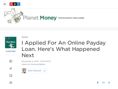 I Applied For An Online Payday Loan. Here's What Happened Next : Planet Money : NPR