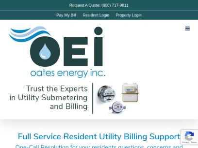 Resident Utility Billing Support for all Submetered Utilities by Oates Energy