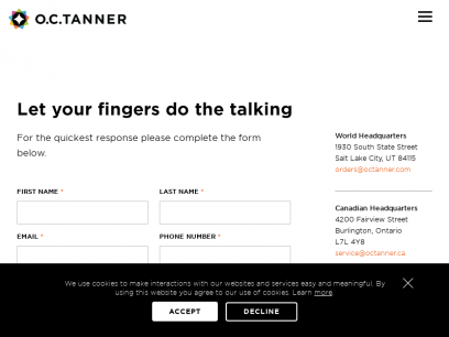 Contact Customer Service | O.C. Tanner
    