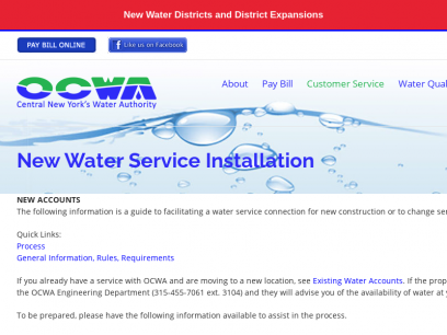 New Water Service Installation &#8211; OCWA