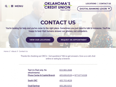 
	Contact Us | OKCU Phone Number | Oklahoma&#39;s Credit Union
