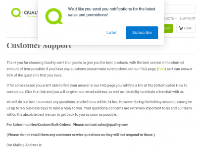 Customer Support
- Qualtry
