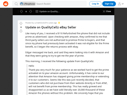 Update on QualityCellz eBay Seller : firephone