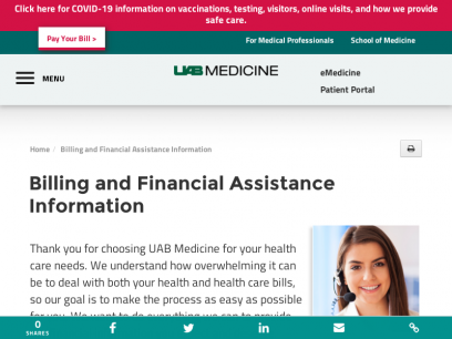 Billing and Financial Assistance Information - UAB Medicine