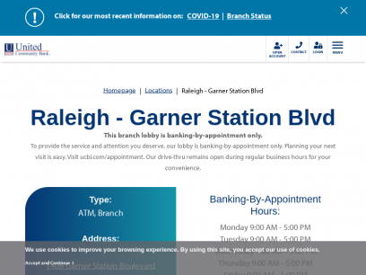 
	Raleigh - Garner Station Blvd | United Community Bank
