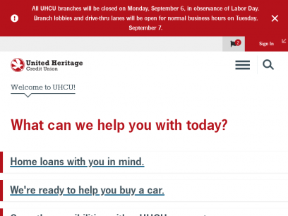 
	United Heritage Credit Union Banking | UHCU
