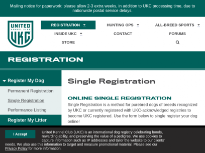  Single Registration | United Kennel Club (UKC)