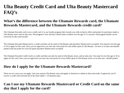 Ulta Beauty Credit Card and Ulta Beauty Mastercard FAQ’s
