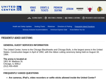 
	Frequently Asked Questions | United Center
