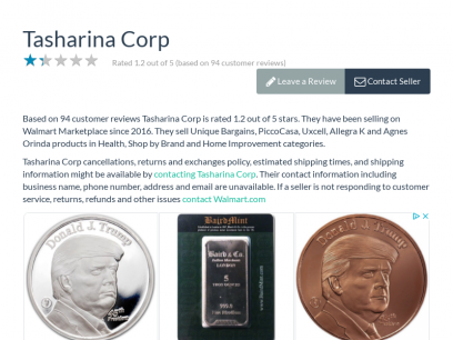 Tasharina Corp - Consumer Complaints and Reviews