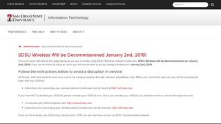 SDSU Wireless Will be Decommissioned Soon! | Internet ... - Sdsu Wifi Portal
