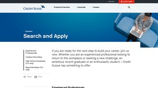 
                            4. Search and Apply - Credit Suisse - Credit Suisse Karriere Portal