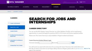 Search for Employment Opportunities | Student Portal | NYU ... - Careernet Nyu Portal