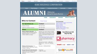 
Sears Holdings Alumni Benefits and Other Key Contacts  
