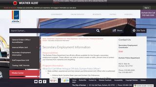 Secondary Employment Information  Durham, NC