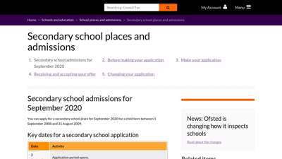 
                            7. Secondary school places and admissions - swindon.gov.uk