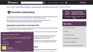
                            3. Secondary school places - Barnsley Council - Barnsley Council School Admissions Portal