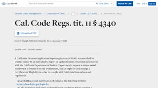 
                            8. Section 4340 - Account Creation, Cal. Code Regs. tit. 11 ... - Cfars Login