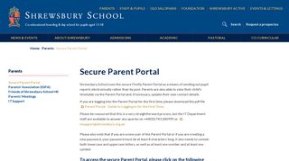 Secure Parent Portal - Shrewsbury School - My Qg Parent Portal