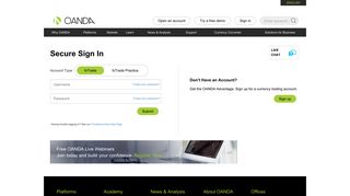 Secure Sign In | OANDA fxTrade - Oanda Fxtrade Practice Portal