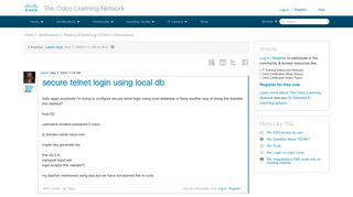 
                            3. secure telnet login using local db - 5556 - The Cisco Learning Network - Set Login On Vty To Use Local Database