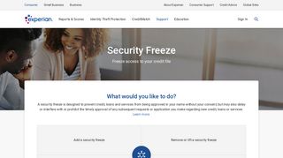 
                            9. Security Freeze Center at Experian - Experian Secure Portal