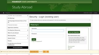Security > Login (existing user) > Center for International ... - Www Humboldt Edu Portal