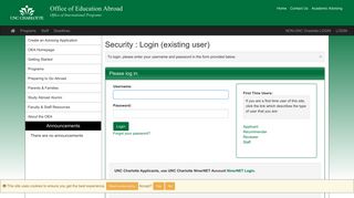 
                            4. Security > Login (existing user) > Education Abroad - Oea Login