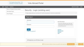 
                            1. Security > Login (existing user) > The Programs Abroad Office - Utk Study Abroad Portal