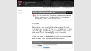 
Security > Password Reset (email logins only) > Study Abroad ...
