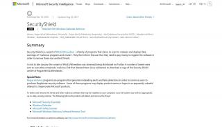 
                            5. SecurityShield threat description - Microsoft Security Intelligence - Cloud Shield Web Portal