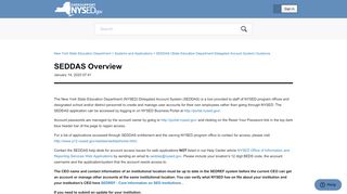 
                            4. SEDDAS Overview – New York State Education Department - Nysed Business Portal