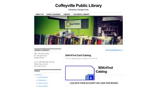 
                            6. SeKnFind Card Catalog Coffeyville Public Library « Coffeyville ... - Seknfind Login
