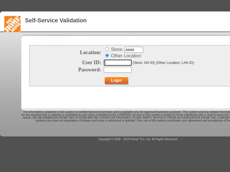 Self-Service Validation - The Home Depot
