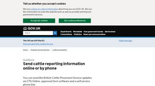 
                            8. Send cattle reporting information online or by phone - GOV.UK - Cts Online Portal