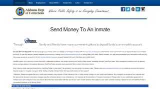 
Send Money To An Inmate - - Alabama Dept of Corrections  

