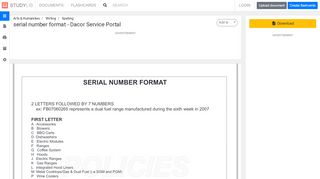 
                            4. serial number format - Dacor Service Portal - studylib.net - Dacor Service Portal