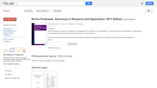 
                            5. Serine Proteases: Advances in Research and Application: 2011 ... - Dti Adp Portal