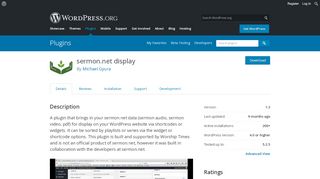 
                            5. sermon.net display – WordPress plugin | WordPress.org - Sermon Net Studio Portal