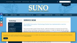 
                            7. Service Desk | Southern University at New Orleans - SUNO.edu - Suno Student Email Portal