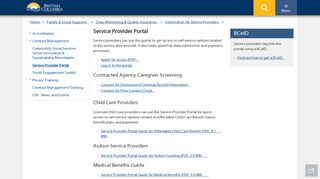 Service Provider Portal - Province of British Columbia - Autism Funding Portal