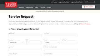 Service Request | Milgard - Milgard Windows - Milgard Dealer Portal