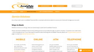 
                            6. Service Solutions - AcceleRate Financial - Crosstown Credit Union Portal