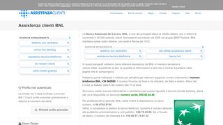
Servizio assistenza clienti BNL, Banca Nazionale del Lavoro  
