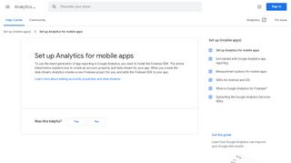 
                            6. Set up Analytics for mobile apps - Analytics Help - Movil Analytics Portal